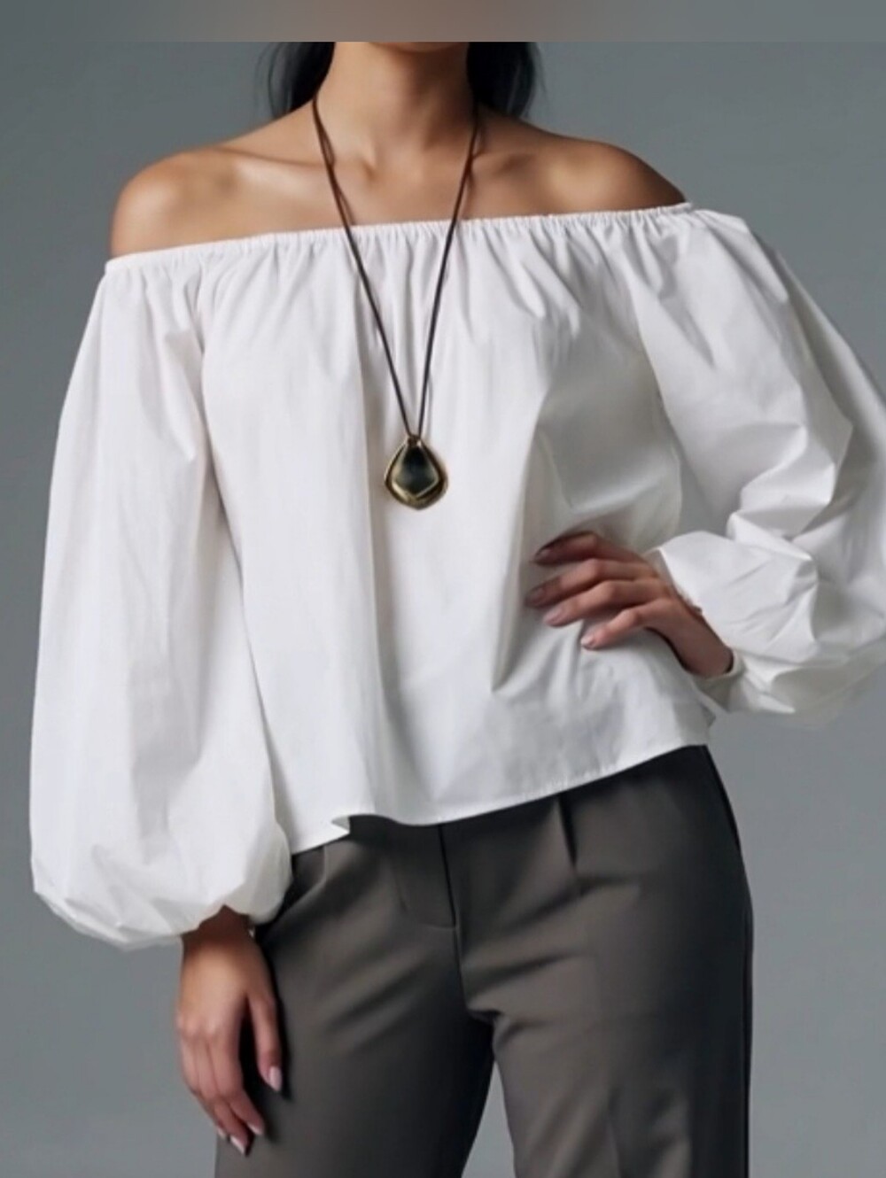 Mare Mare x Anthropologie Off-The-Shoulder Puff-Sleeve Top sz SMALL